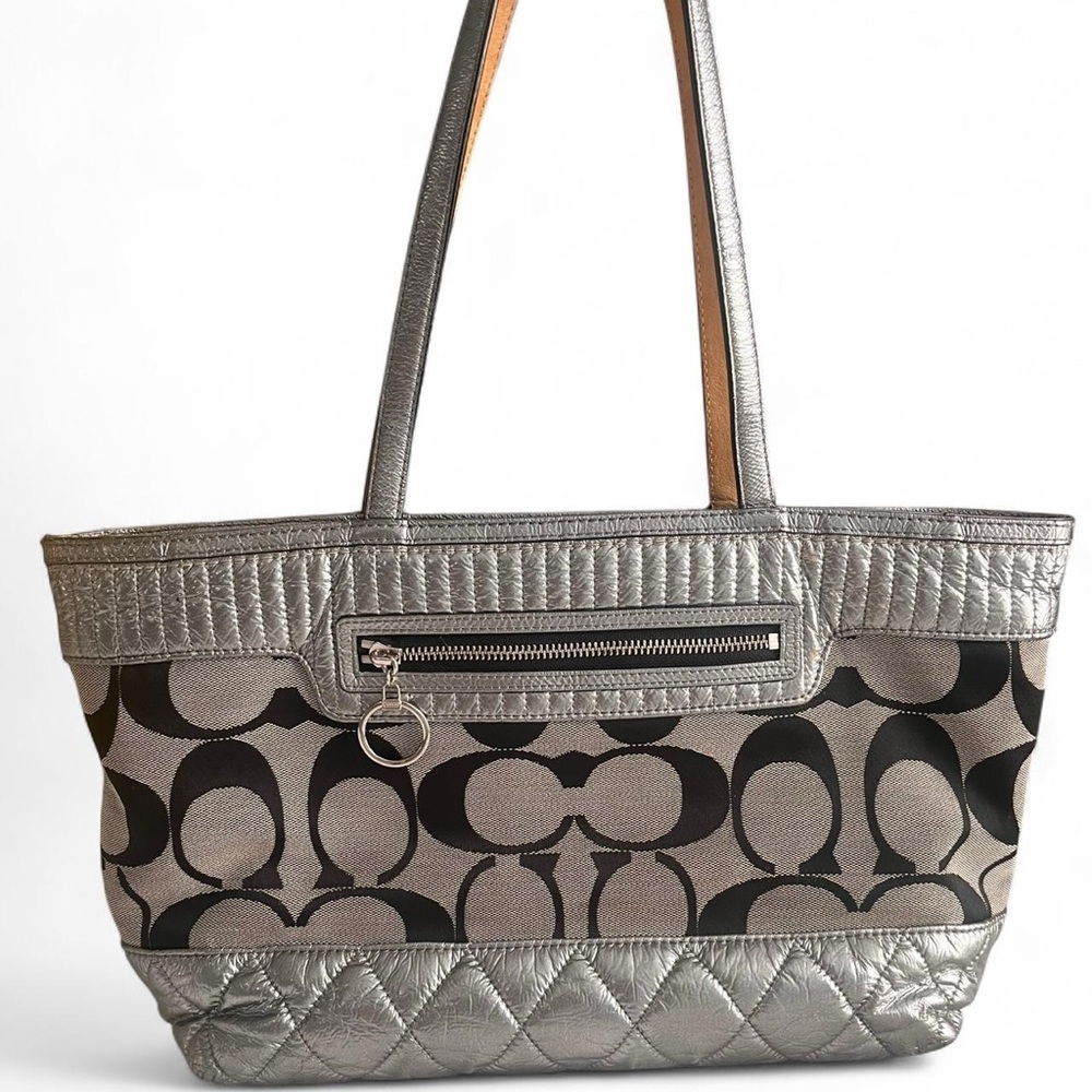 Stylish Silver and Black Tote Bag